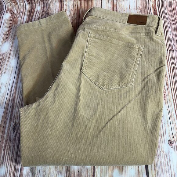 Lands' End Pants - Lands End MID RISE SLIM Sz 18 Tan Corduroy High Rise Pants Slacks Trouser 39x30